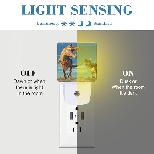 Image of 3D Dinosaur World Night Light for Kids, LED Night Light Plug into Wall with Dusk to Dawn Sensor for Girls Boys Women Men Room Decor, Hallway, Kitchen, Bathroom, Nursery, Stairs