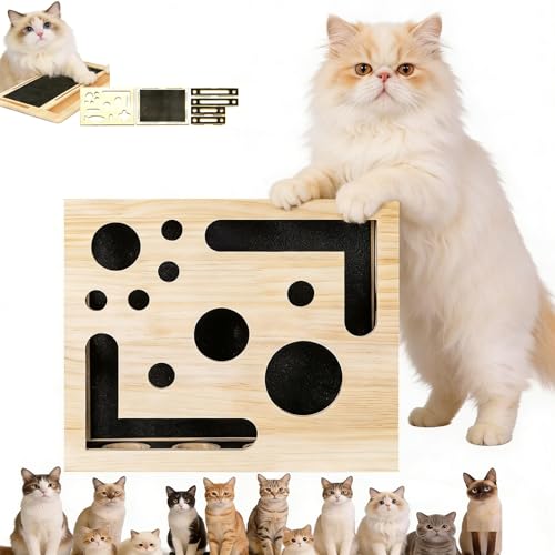 2026 New Cat Nail File Enrichment Box Cat Scratch Puzzle Enrichment Box with Sandpaper Inside Fun Cats Indoor Scratching for Boxes Game - Stress Free Alternative to Clippers&Grinders for Indoor Cats