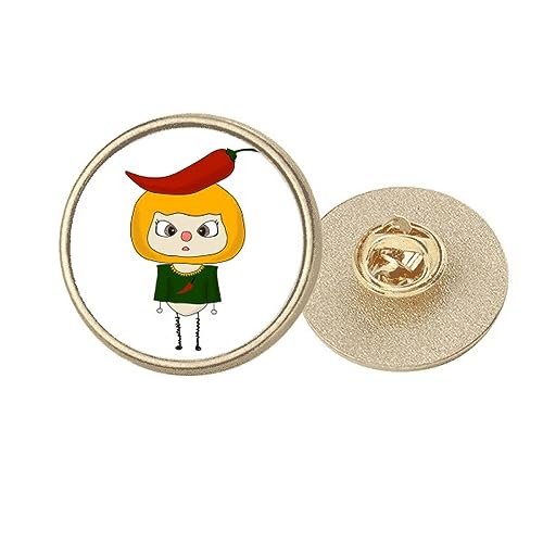 Broche ronde en métal doré rouge motif poivre pour égayer vos tenues d'automne en terrasse