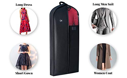 Luxury Storage Garment Bag for Long Women Dress, Long Men Suit, Formal and Evening Gown | 54 Inch + 5 Inch Gusset | Deluxe, Sturdy, Hanging, Breathable, Foldable Clothes Cover, Dust Protector - Thumbnail 6