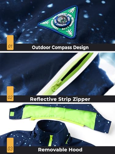 Image of SaphiRose Kids Waterproof Rain Jacket Mesh Lined with Removable Hood | Lightweight rain coat, windproof, breathable, school, camping, travel, outdoor play, boys and girls