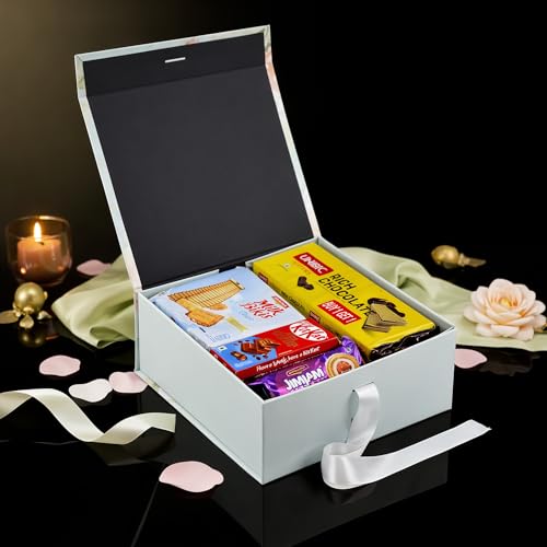 Image of RBS - MEDIUM Empty Gift Box 26x26x10cm Decorative Flower Gift Boxes for Presents (1 Pack) Box for Gift Packing Multipurpose Hamper Cardboard Box for Gift All Occasion (M-Floral Crown)