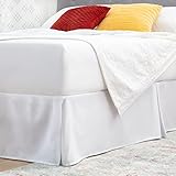 Linenspa 14 Inch Wrinkle and Fade Resistant-Machine Washable-Easy Use Pleated Microfiber Bed Skirt, Queen, White