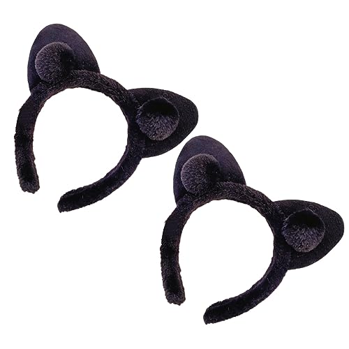 FRCOLOR 2 Piezas diadema con orejas de gato collar de gatito orejas de llavero hinchado orejas de leopardo cintas para el pelo caseras lavar los aros del cabello abdominales Black