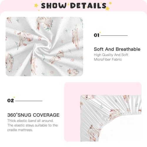 Image of CaTaKu Baby Crib Sheets Cute Rabbit Bunny Woodland Mini Crib Sheets Fitted for Girls Boys,Neutral Soft Toddler Mattress Bed Sheets for Crib,27 inchx 39 inch