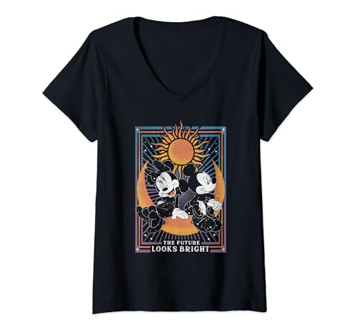 T-shirt Disney Mickey Minnie céleste col V ravivez vos souvenirs d'enfance