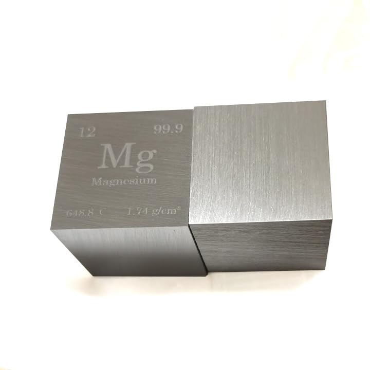 Image of Magnesium Cube 38.1mm (1.5 Inch) - High-Purity 99.9% Lightweight Metal Density Block with Right-Angled Edges for STEM Education & Collectors
