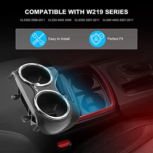 Portavasos doble negro compatible con Mercedes CLS W219 miniatura 2