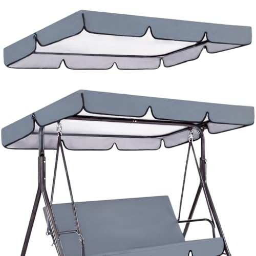 GORGECRAFT Toit de Rechange Gris 195x125cm pour Balancelle de Jardin Terrasse Ou Patio 3 Places. Toile Oxford 210D Imperméable Couleur Café.
