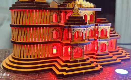 Image of mosey ram mandir ayodhya Model 3D with Light Big Size | 8 Inch | ram mandir ayodhya Model Big Size with Light | 1 Piece