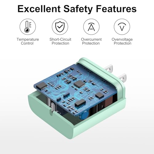 Image of iPhone 17 16 15 Charger Fast Charging 6FT - 20W USB C Charger Block with 6FT Type C to C Cable Compatible with iPhone 17 /17 Pro /17 Pro Max /Air /16 /16e /15, iPad Pro, iPad Air (Green)
