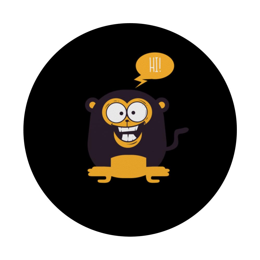CUTE EXCITED BABY CHIMP MONKEY HI! Cute Enthusiastic Joyful PopSockets Swappable PopGrip, Black - Image 3