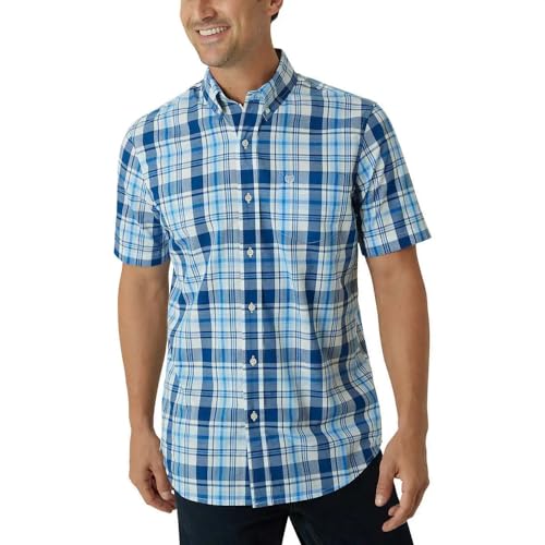 Chaps Men’s Short Sleeve Woven Shirt (US, Alpha, Large, Regular, Regular, White)