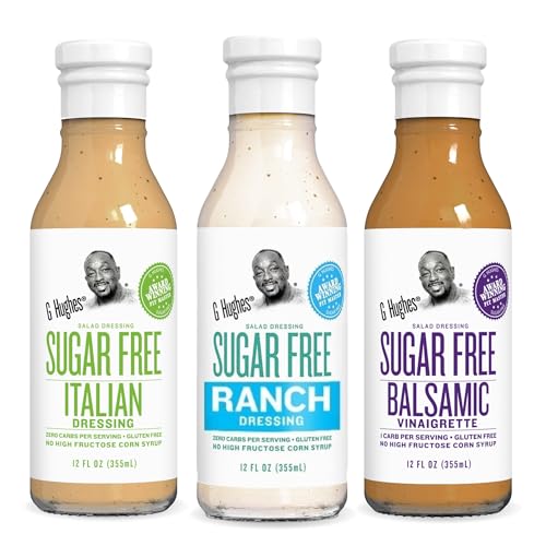 G Hughes Salad Dressing Variety Pack - Sugar Free Ranch Dressing, Italian, Balsamic Vinaigrette,...