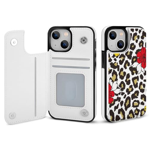 適用 iPhone13用ケース 手帳型 ヒョウ柄 豹柄 花柄 スマホケース カード収納 スタンド機能 アイフォン13ケース 耐衝撃 PUレザー カバー 財布型 Case
