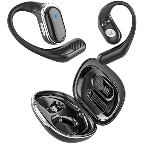 Open Ear Wireless Earbuds Bluetooth Headphones, 50Hrs Playtime Stereo Sound Earphones with IPX7 Waterproof Ear Buds for Fitness/Travel