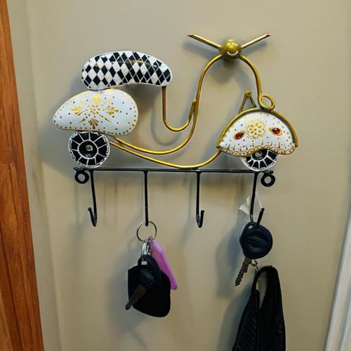 Image of Metal Handpainted Scooter Wall Decorative Showpiece Multicolor for Home, Entryway, and Office Decor (Size 9x7 Inch)
