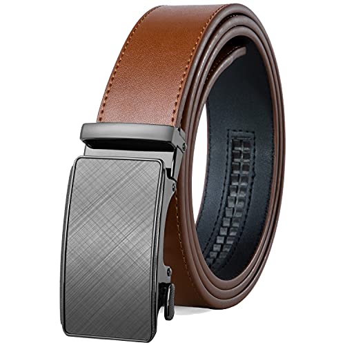 Image of Founders & C Men's Ratchet Belt 1 3 /8 inch,Leather Dress Belt Adjustable with Click Sliding Buckle Trim to Exact Fit