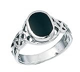  TF Anillo celta con ónix oval, tamaño: 16.5, plata de ley 925