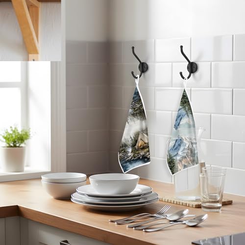 Image of Rustic Cabin Kitchen Towels, 6 Pcs Forest Wildlife Hand Towels, Absorbent Wild Animals Dish Cloths for Kitchen Cooking Woodland Wild Life Home Decoration Housewarming Gifts