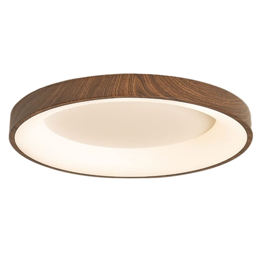 APLIK Home Ceiling Lamp Imitation Wood Grain Metal Lamp Shade Round Dimming Three-Color Ceiling Light Lamp Fixture Japanese Style Living Room Over Close To Ceiling Light For Kitchen, Bedroom, Living R