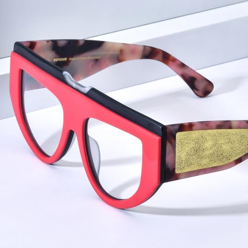 Image of HEPIDEM Multicolor Acetate Glasses Frame Women Oversize Vintage Round Eyeglasses Optical Spectacles 9271