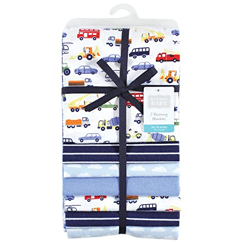 Image of Hudson Baby Unisex Baby Cotton Flannel Receiving Blankets Bundle, Colorful Transportation, One Size