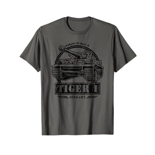 Militärfahrzeuge Designs Tiger I Panzer T-Shirt, Herren, Grau, S, Kurzarm