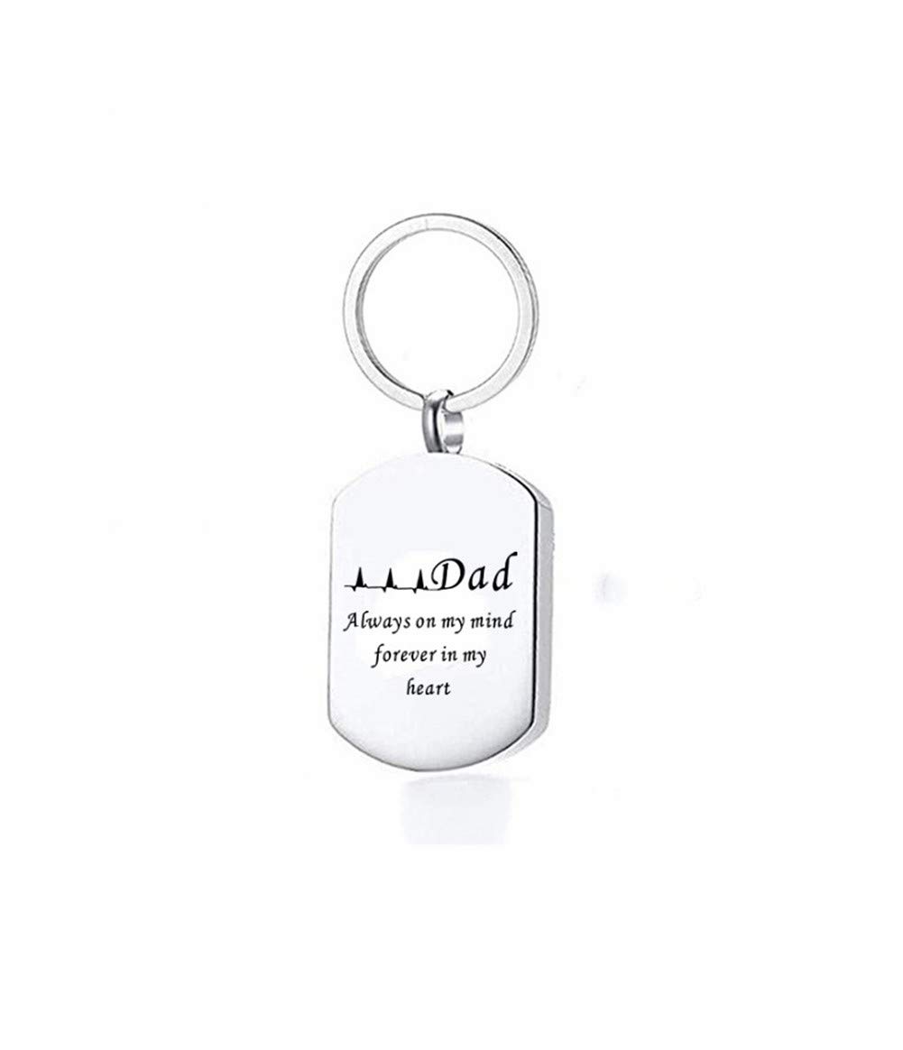 N+A Dad Cremation Urn Keychain for Ash,Stainless Steel Cremation Ash Keyring Necklace Keepsake for Families,Friends(Free Funnel Fill Kit Set + Chain)