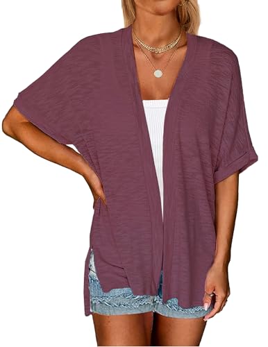 Image of Yekaty Lightweight Cardigans for Women Casual Summer Short Sleeve Cardigan Open Front Beach Coverups 2026