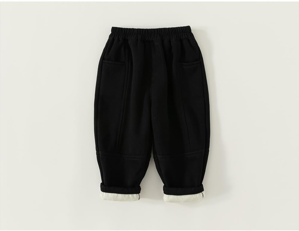 Toddler Boys Girls Cotton Casual Solid Color Long Pants Kids Athletic Warm Winter Pockets Jogger Sweatpants Overalls