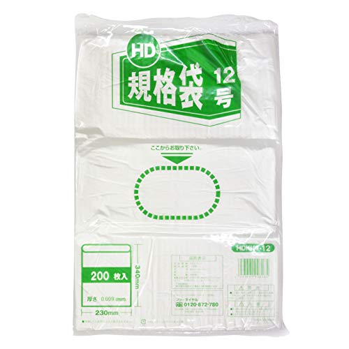 伊藤忠リーテイルリンク 紐無しHD規格袋 0.009mm 12号 200枚入