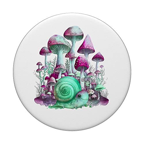 Mushrooms and Snail Autumn Forest Mushroom PopSockets Swappable PopGrip, Black - Image 3