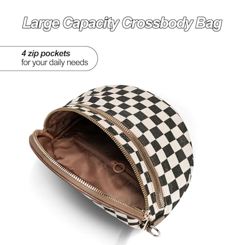 Image of Checkered Crossbody Bag, Bum Bags for Women Crossbody,Spacious Sling Bag Purse Fanny Packs with Shoulder Strap