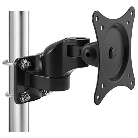 Loutytuo Universal Monitor Pole Mount Bracket Without Punching Fully Adjustable Stand for Diameter Pole Mount with VESA 75/100, Fits Screen up to 27 inch Cover