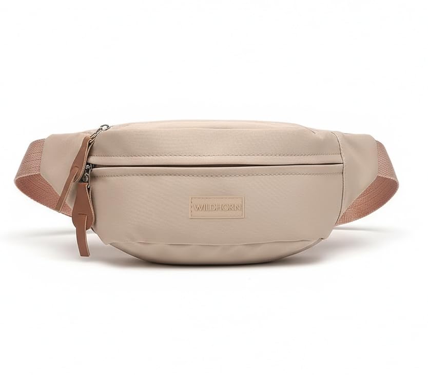 Image of Wildhorn Stylish Unisex Crossbody Waist Bag | Water-Resistant Sling & Chest Bag with Adjustable Strap | Compact Travel & Daily Essentials Bag (Khaki)
