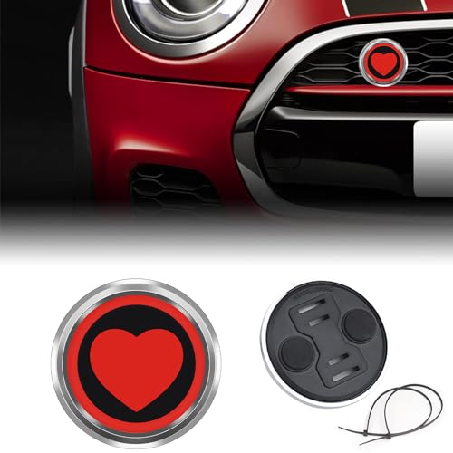 Image of 3D Front Bumper Grill Emblem Badge Chrome Cover for R50 R52 R53 R55 R56 R60 R61 F54 F55 F56 F57 F60 Car Accessories Decoration (Love on Black)