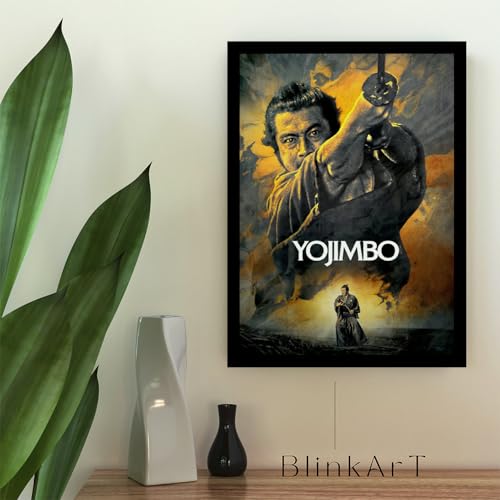 Image of BLINKART Yojimbo (1961) Movie Poster Frame 12x18 Inch | Premium 300 GSM Paper Wall Print | Vintage Film Artwork for Home, Bedroom, Living Room, Office | Framed Photo Decor