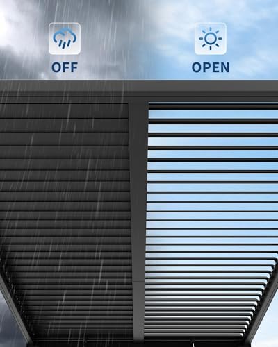 Image of 10X12 FT Louvered Pergola with Adjustable Roof, Integrated Drainage System, Easy Installation, Outdoor Pergola for Backyard, Garden, Poolside, Hardtop Gazebo