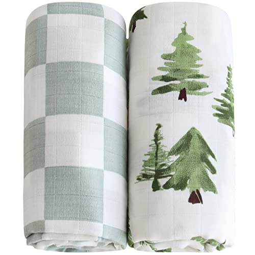 LifeTree Mantas Muselina Bebé, Súper Suave Mantas Envolventes de Muselina, Bambú Algodón Manta Verano Bebe 120x120 cm, Pack de 2