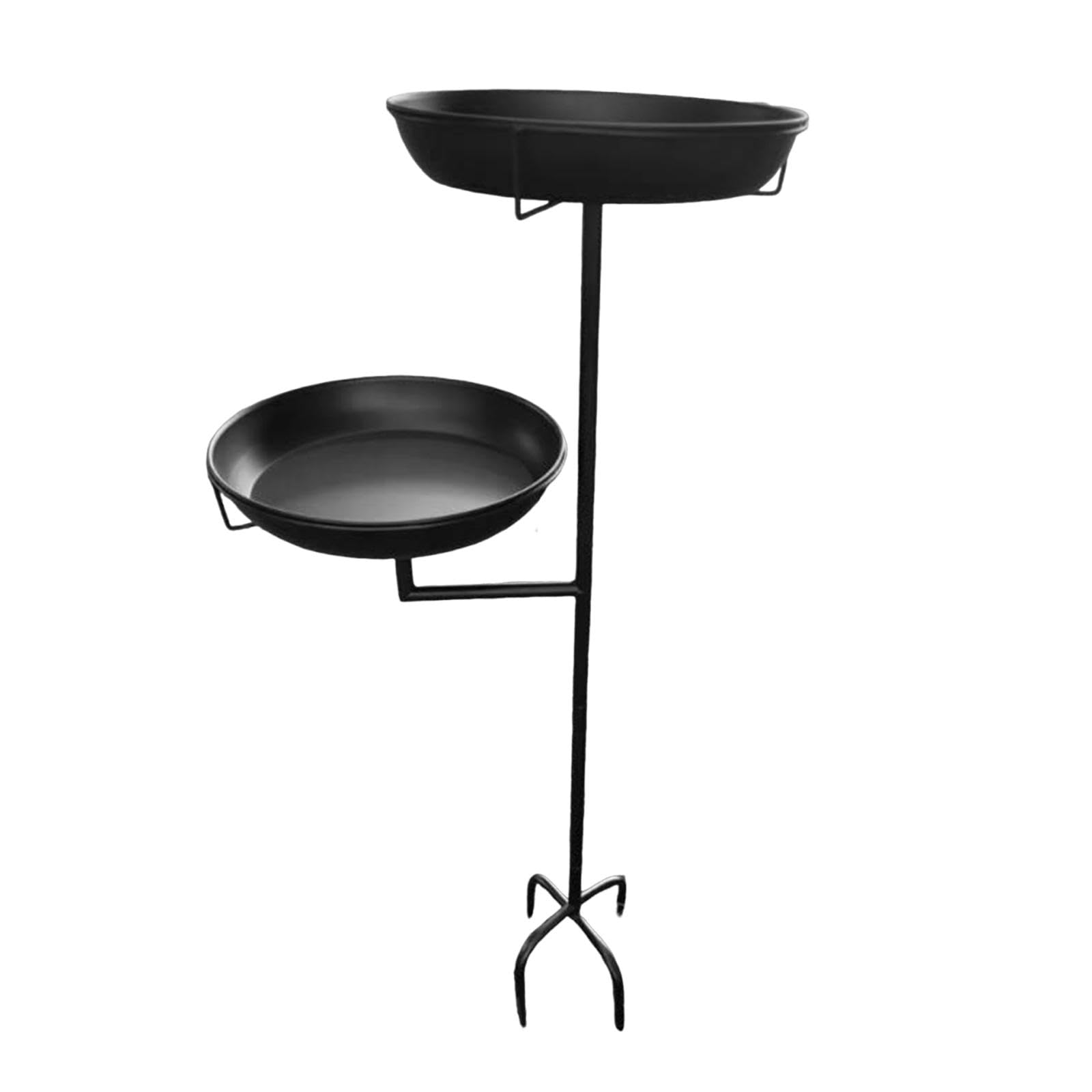 Fenteer Bebedero para Pájaros Plato de Alimentación Bandeja para Aves Cuenco para Exterior Hecho de Hierro con Acabado Decorativo Elegante Adecuado P, Negro