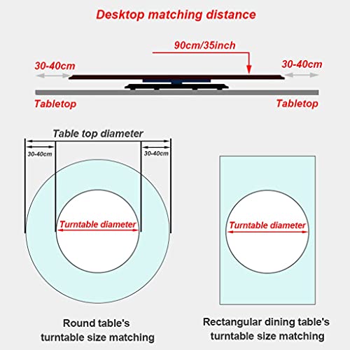 Yangpin- 35 Inch(90Cm) Kitchen Lazy Susan Turntable Glass Rotating Tray With Aluminum Alloy Swivel Bottom, Dining Table Revolving Serving Plate, Extra-Large Bmzdzp-1 #TOP6