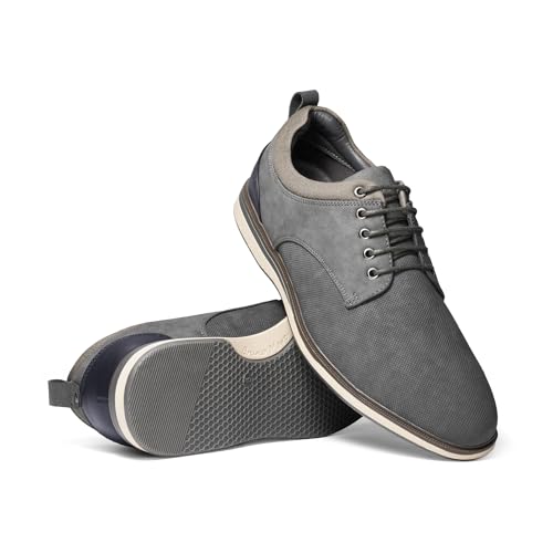 Image of Bruno Marc Men's Dress Shoes Casual Business Oxford | Scaled Synthetic Upper, Soft Removable Footbed, Lace-up Secure Fit, Flexible Outsole for Daily Work & Casual Wear