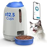 PAPIFEED Automatic Cat Feeder, 2.4G WiFi Auto Cat Food Dispenser with App Control, 3L Auto Pet Feeder with Dual Power Supply, Detachable for Easy Clean for Cats and Small Dogs, Blue