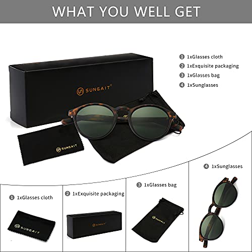 Image of SUNGAIT Classic Round Polarized Sunglasses Retro Vintage Style UV400