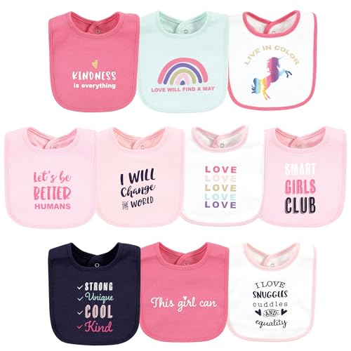 Image of Hudson Baby Unisex Baby Cotton Bibs, Empowerment, One Size