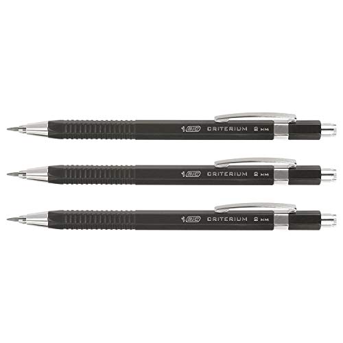BIC - Lote de 3 portaminas recargables CRITERIUM negro HB 2 mm