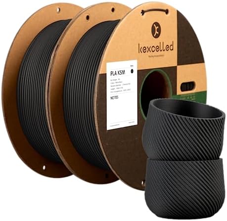 Filament kexcelled PLA Mat 2.85mm, Kolor Morandi, Precyzyjna Tolerancja ±0,03mm, 1kg*2, Odpowiedni do Większości Drukarek FDM, Opakowanie 2 szt, Czarny