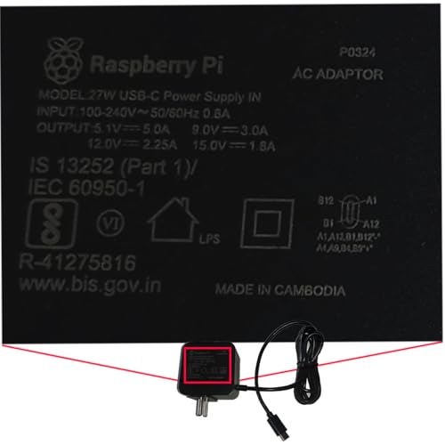 Raspberry Pi 5 Official 27W Power Supply PD Adapter 5.1V 5A USB-C Power Supply for Raspberry Pi 5 8GB 4GB Black Color BIS Approved Indian Plug - Image 3