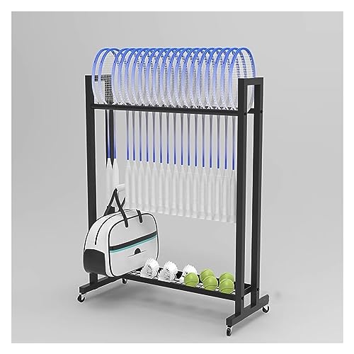 ELUKHT School/Gym/Training Ground Badminton/Tennis Racket Storage Organzier Holder Rack Freestanding, Rolling Mobile Sports Equipment Cart, Large Capacity